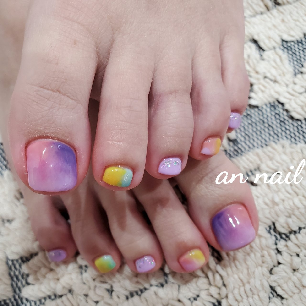 フット タイダイ ニュアンス パープル カラフル An Nailのネイルデザイン No ネイルブック