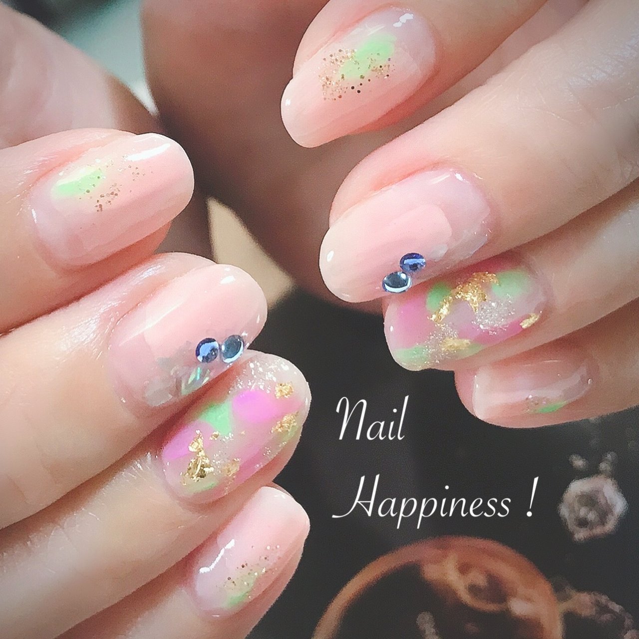 夏 ハンド ニュアンス ピンク グリーン Nail Happiness ネイルハピネス ささきまきのネイルデザイン No ネイルブック