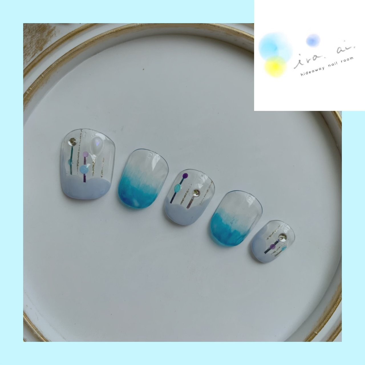 オールシーズン 梅雨 グラデーション 水滴 水色 かおりのネイルデザイン No ネイルブック