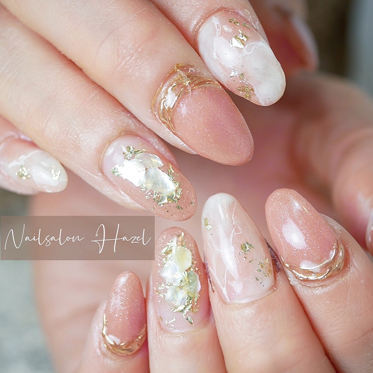春 夏 オールシーズン ハンド シェル Nailsalon Hazelのネイルデザイン No ネイルブック