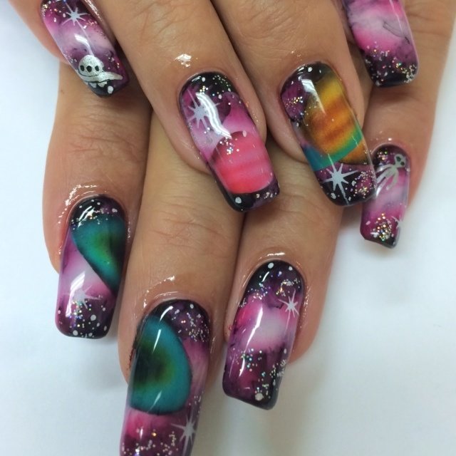 ハンド ギャラクシー ブラック ジェル お客様 Nail Me 天田千鶴子のネイルデザイン No ネイルブック