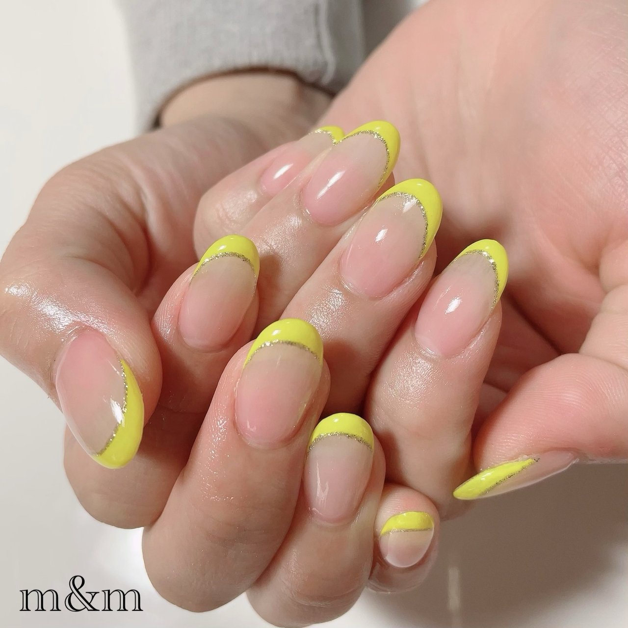 オールシーズン ハンド フレンチ ミディアム イエロー Nail Salon M Mのネイルデザイン No ネイルブック