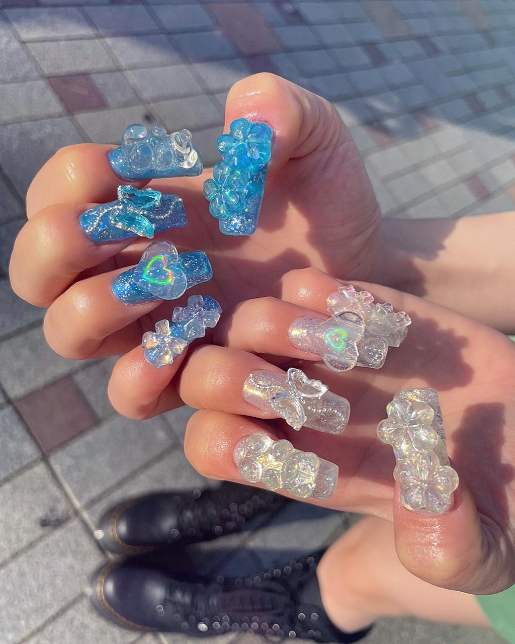 3dネイルパーツ ジェルネイル パーツ ネイル  水色 しずくちゃん