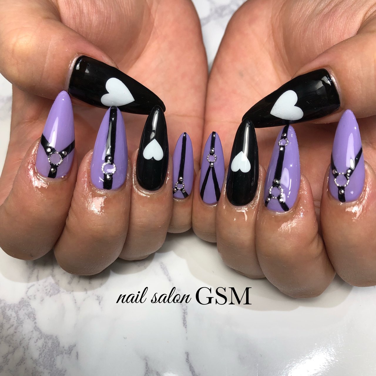 オールシーズン ハンド スーパーロング ホワイト パープル Nail Salon Gsmのネイルデザイン No ネイルブック