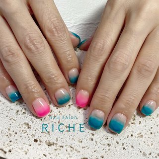 ピンク 水色 シロップネイルのネイルデザイン ネイルブック