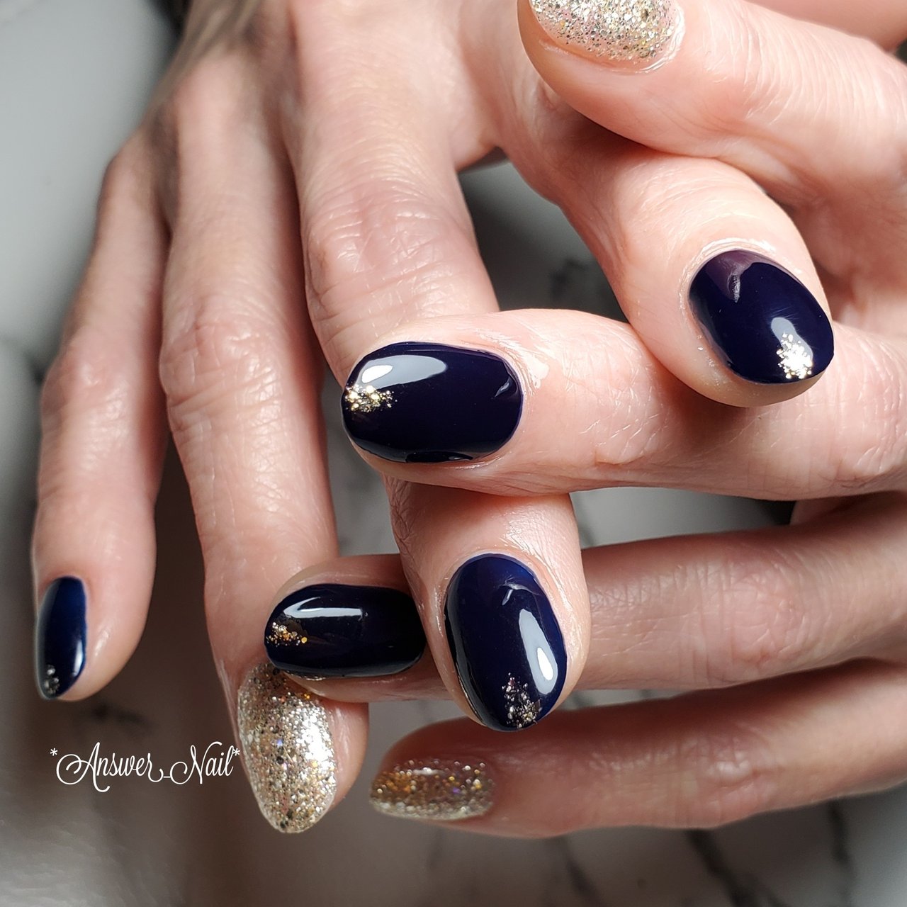 ネイビー シルバー Answer Nailのネイルデザイン No ネイルブック