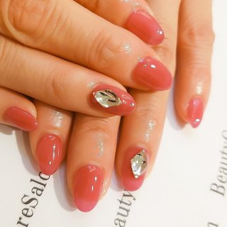 レッド 赤 シアーカラーのネイルデザイン ネイルブック