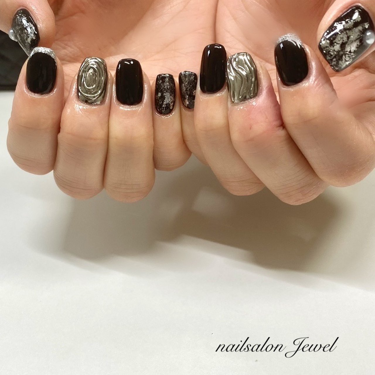 オールシーズン ハンド シンプル ミラー ショート Nailsalon Jewelのネイルデザイン No ネイルブック