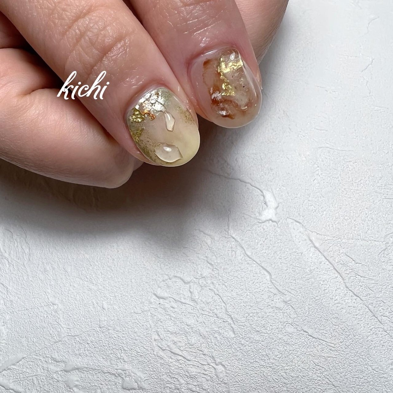 ハンド 水滴 ニュアンス ホイル ショート みじゅみじゅのネイルデザイン No ネイルブック