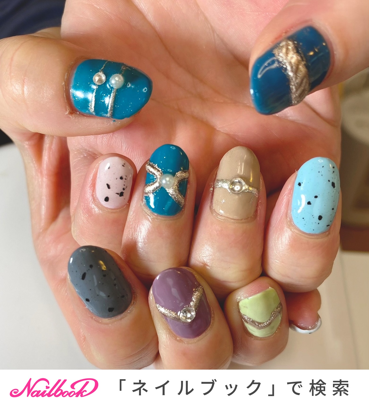 専用 ネイルデザイン 宝石ネイルデザインのやり方動画 by ネイルホリック | yuyuの