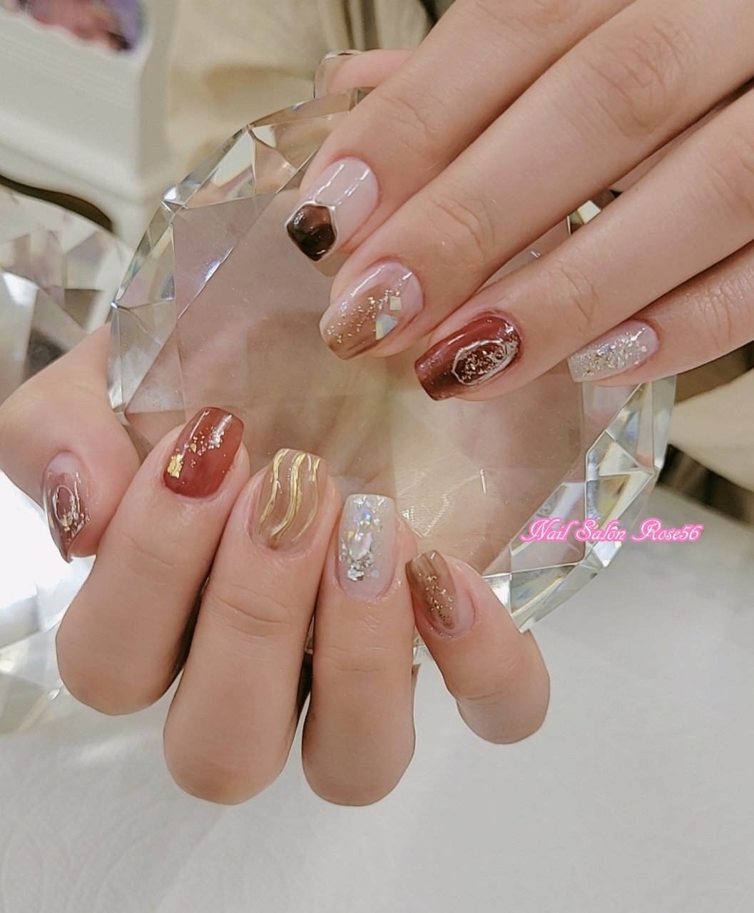 オールシーズン ハンド ニュアンス ミディアム スクエアオフ Nail Salon Rose 56のネイルデザイン No ネイル ブック