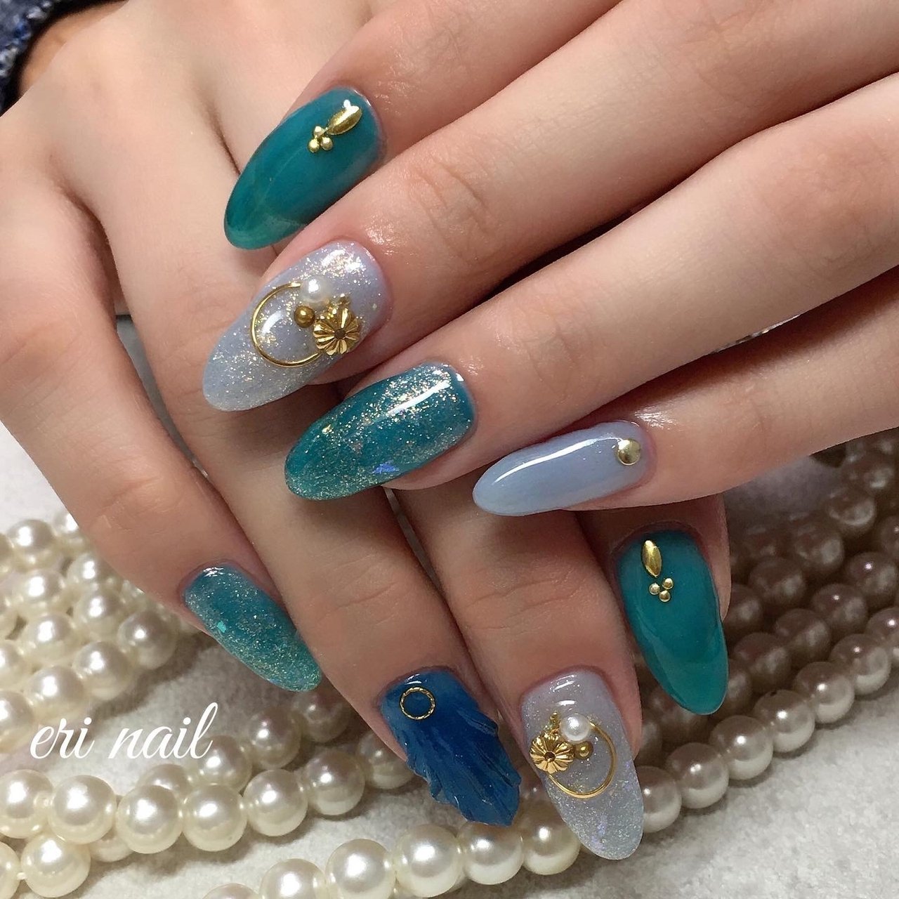 夏/ハンド/マーメイド/水色/ブルー - 名古屋市天白区 自宅ネイルサロン eri nailのネイルデザイン[No.7282228]｜ネイルブック