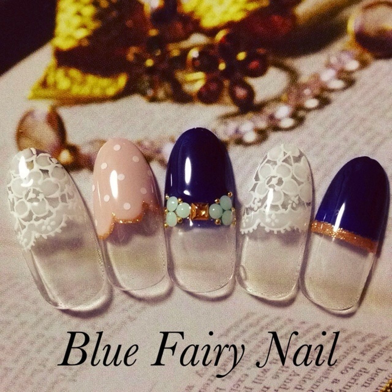 デート ハンド レース ジェルネイル ネイルチップ Bluefairynail 吹田 千里丘ネイルサロンのネイルデザイン No ネイルブック