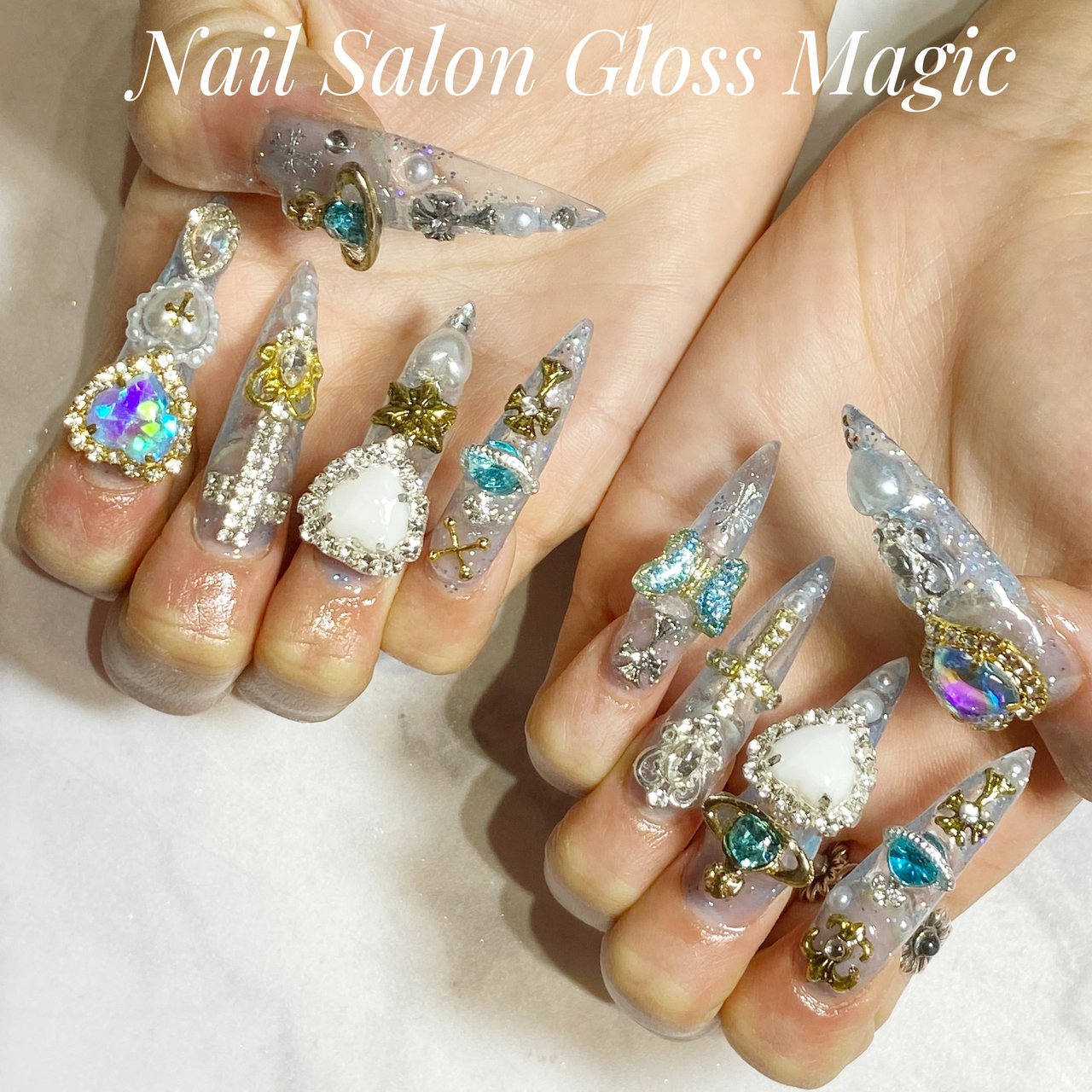 春 夏 オールシーズン ハンド ビジュー Yun のネイルデザイン No ネイルブック