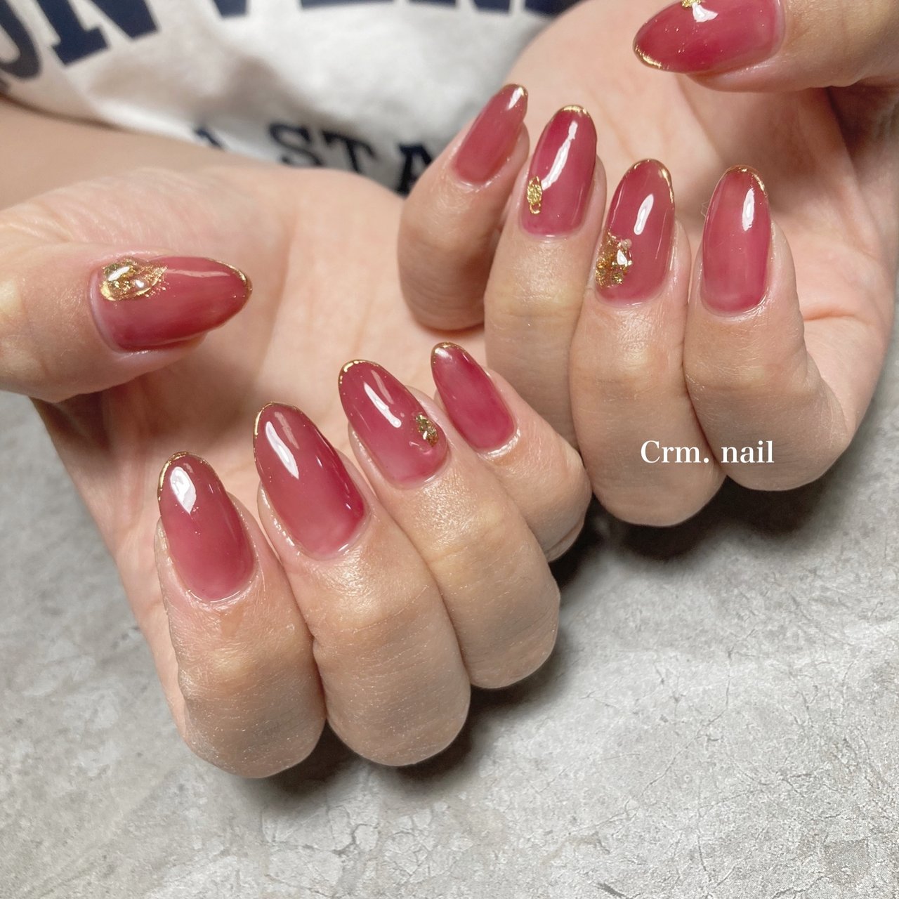 ハンド シンプル フレンチ ミラー レッド Crm Nailのネイルデザイン No ネイルブック