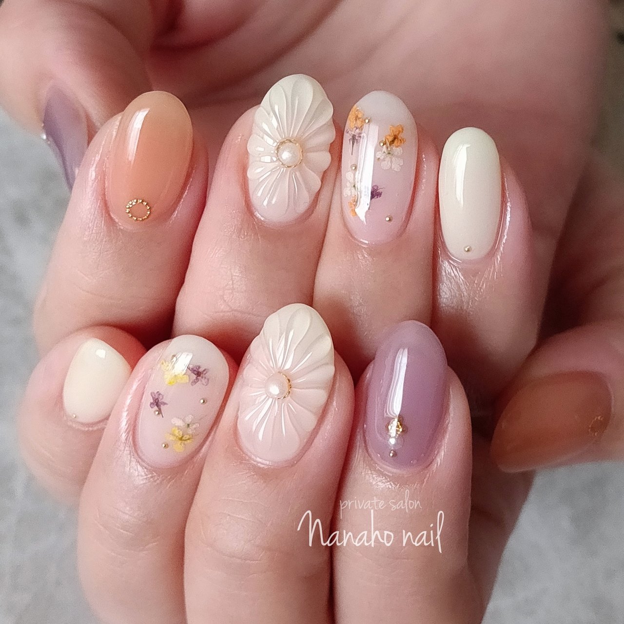 春 夏 ハンド シンプル フラワー Nanaho Nail 大阪府八尾市 のネイルデザイン No ネイルブック