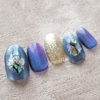 【プレミアムアートコース】#gracenail_p 
#ブルー #ニュアンス #ニュアンスネイル #ジェルネイル #シェル #ラメ #マグネット #マグネットネイル #マグネットジェル #夏ネイル #ハンド #夏 #オールシーズン #ネイルデザイン #女子会 #海 #夏 #梅雨 #海 #女子会 #ハンド #ラメ #シェル #ニュアンス #マグネット #ショート #オーバル #ブルー #ネイビー #シルバー #ジェルネイル #ネイルチップ #GraceNail #ネイルブック