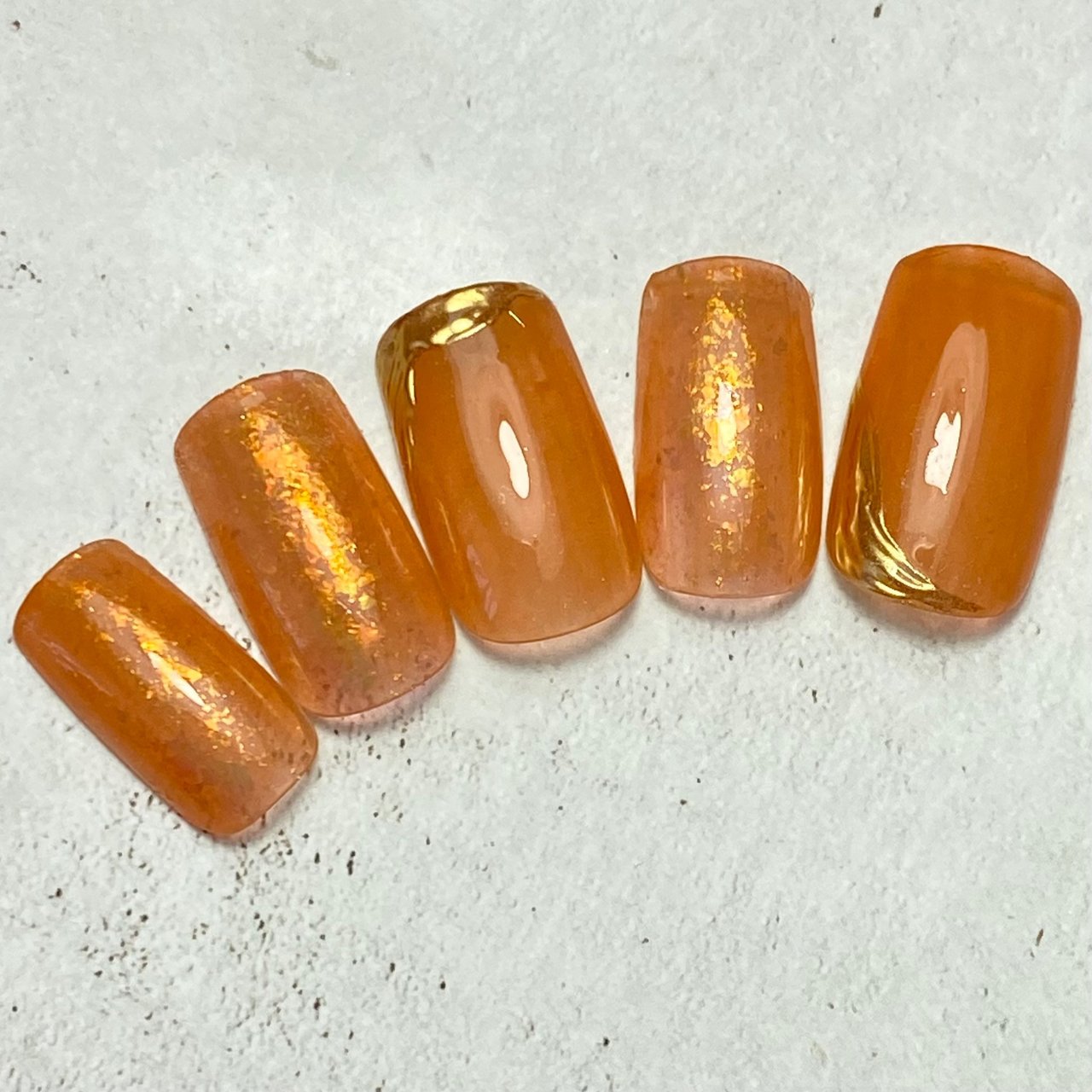 夏 ハンド シンプル オレンジ ゴールド Nail Salon Linoのネイルデザイン No ネイルブック