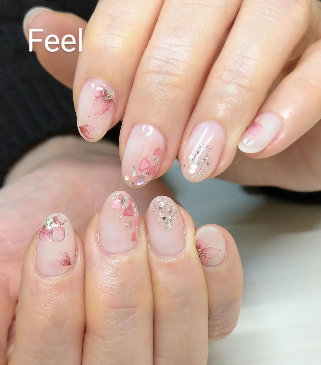 オフィス ブライダル デート ハンド フラワー Nailsalon Feelのネイルデザイン No ネイルブック