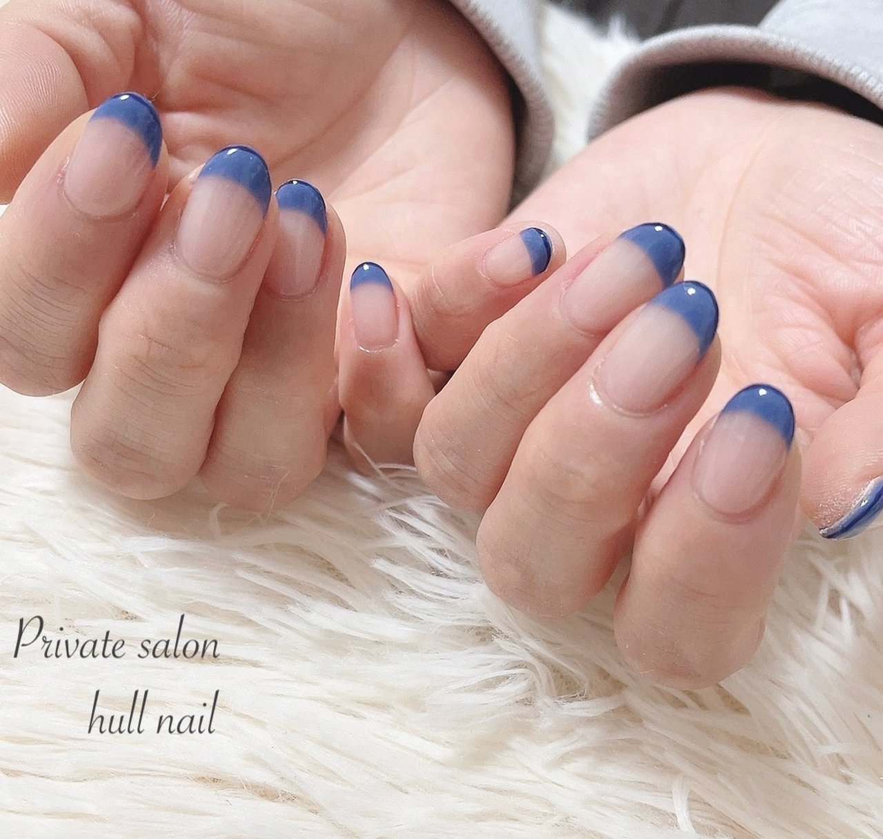 夏 冬 ハンド フレンチ ブルー Hull Nailのネイルデザイン No 716 ネイルブック