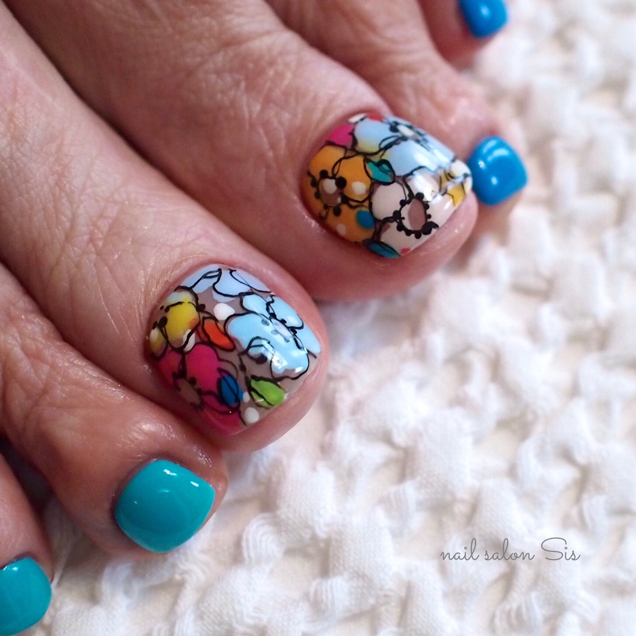 春 夏 フット フラワー ピンク シスのネイルデザイン No ネイルブック