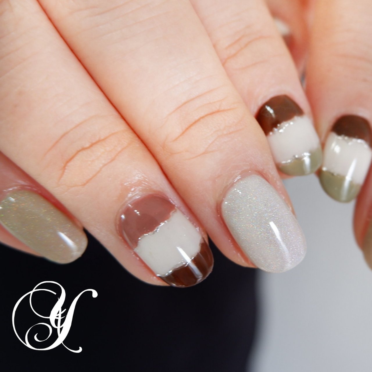 オールシーズン ハンド ボーダー ミディアム ラウンド Yumicoのネイルデザイン No ネイルブック