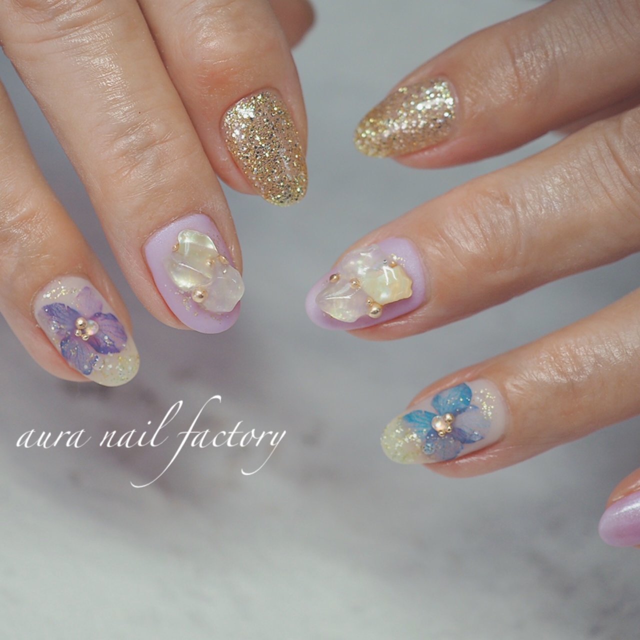 春 オールシーズン 梅雨 オフィス ハンド Aura Nail Factoryのネイルデザイン No ネイルブック