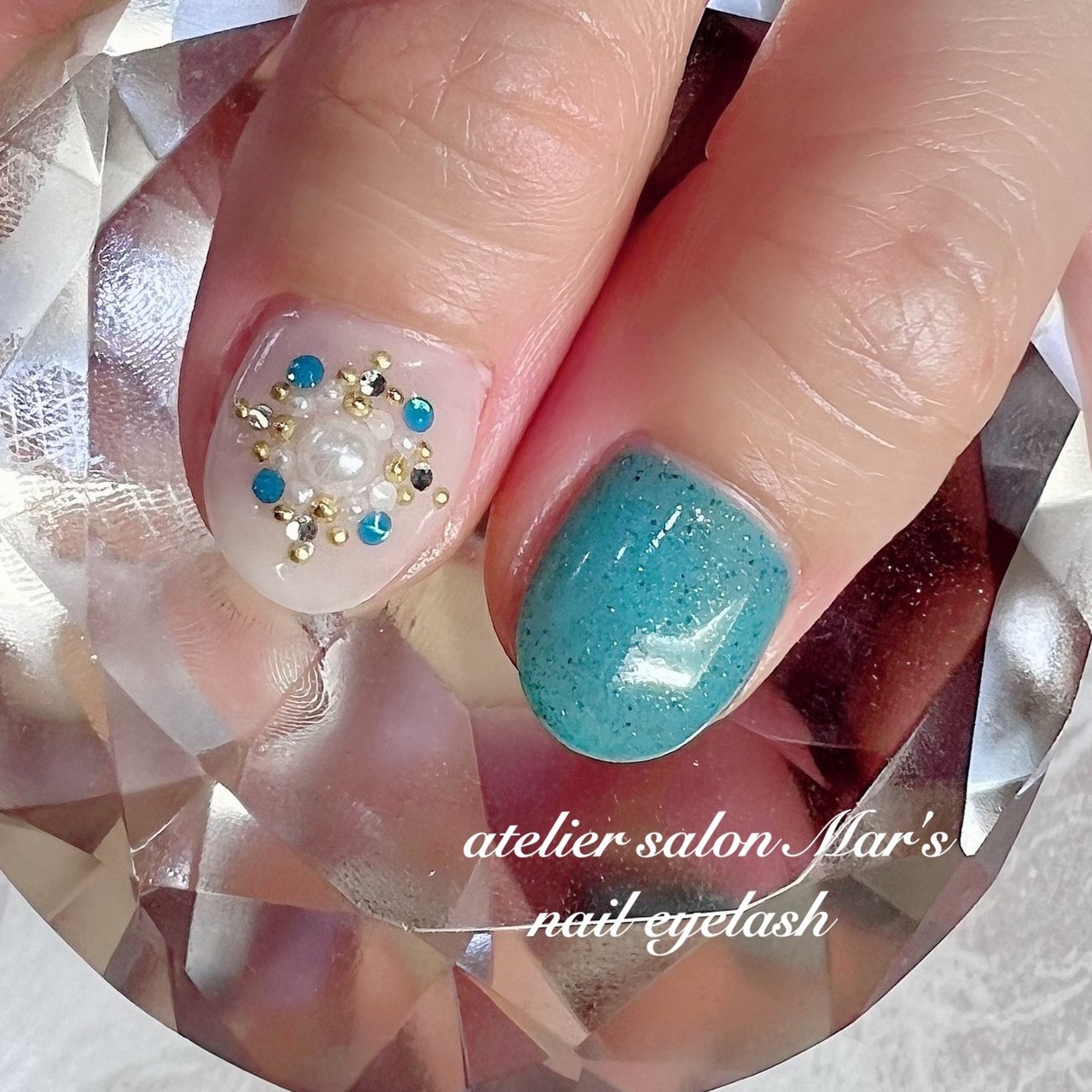 ビジュー ワンカラー ブローチ ショート グリーン Masayoのネイルデザイン No ネイルブック