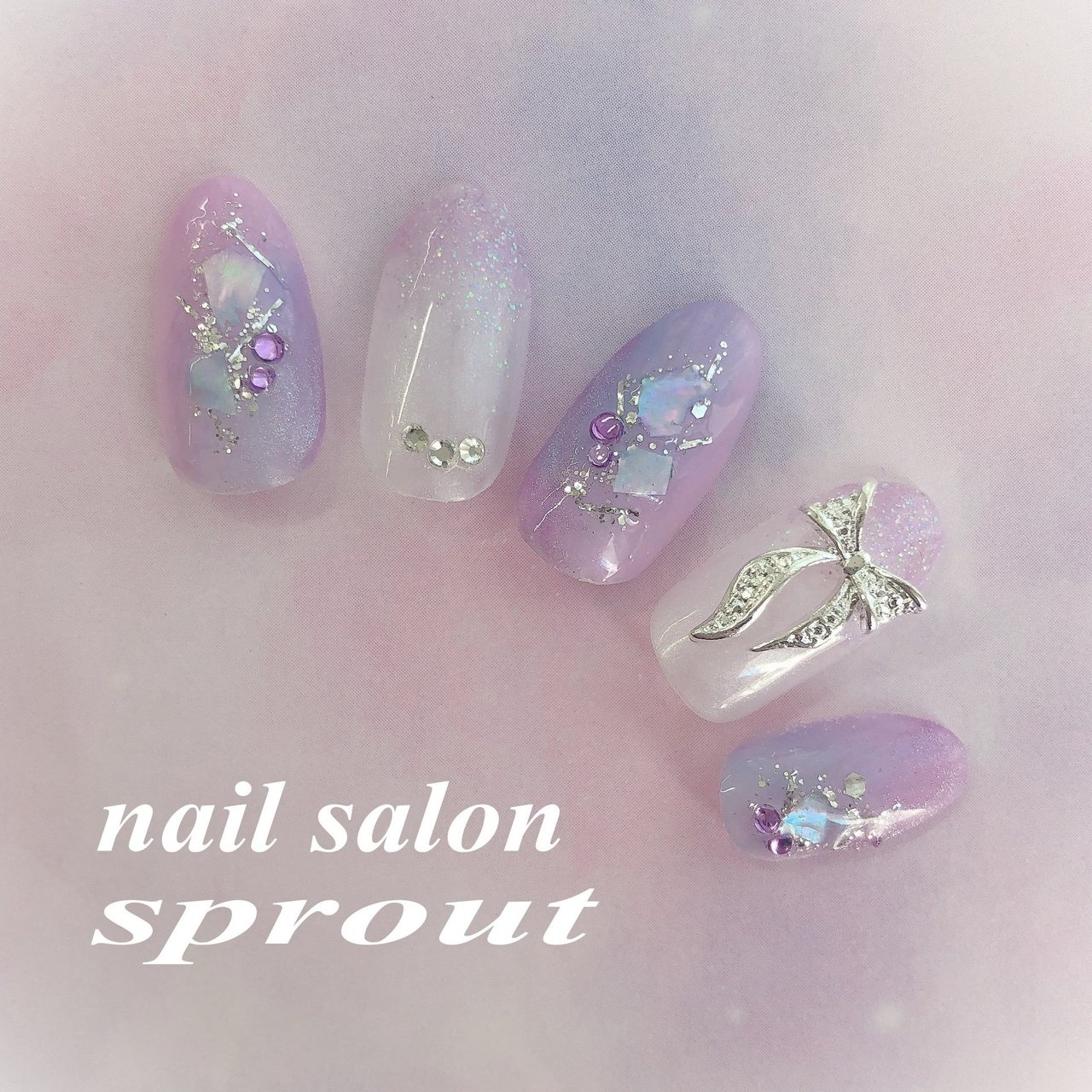 梅雨 ハンド グラデーション ラメ シェル Nailsalon Sprout 池袋のネイルデザイン No ネイルブック