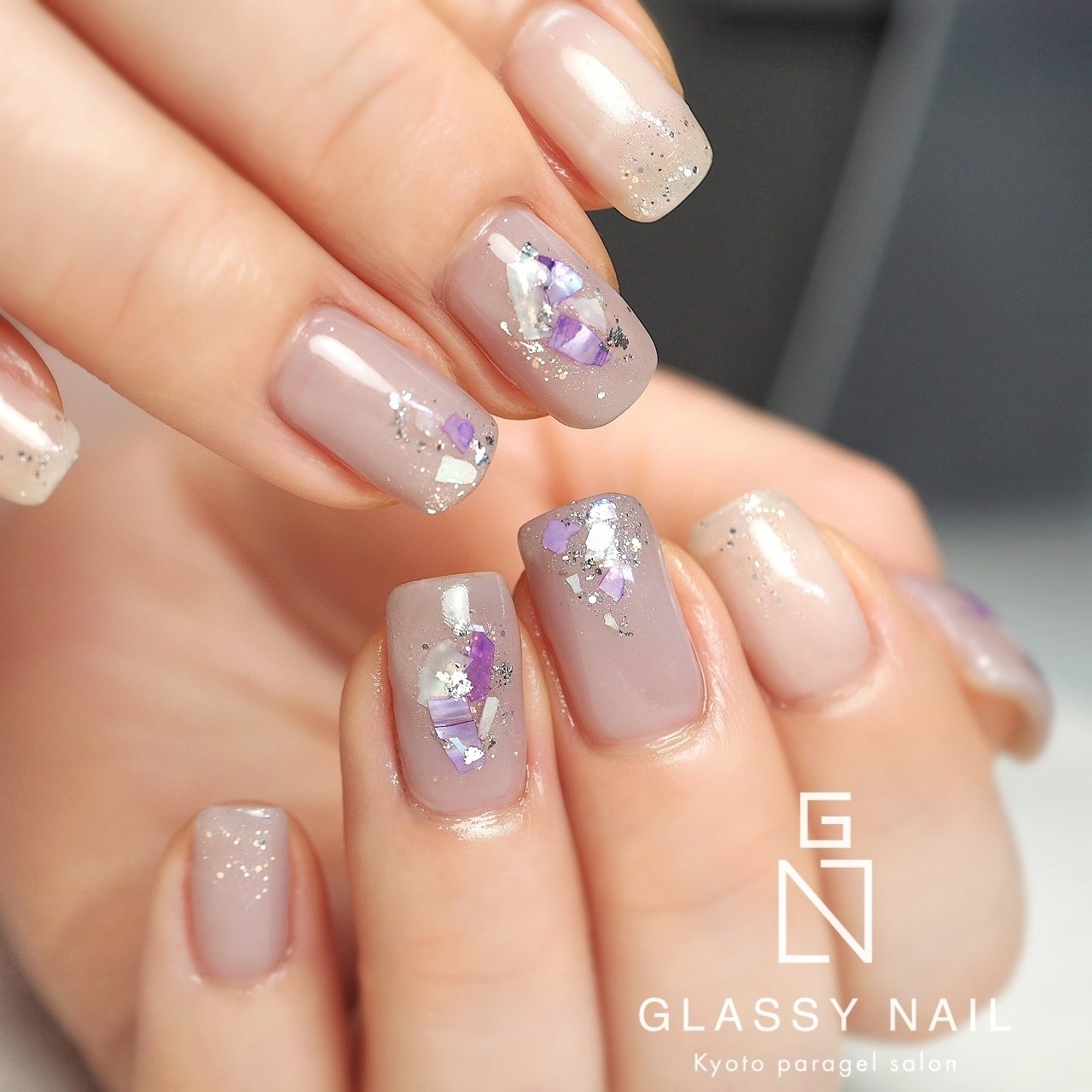 夏 梅雨 オフィス ブライダル ハンド Glassy Nailのネイルデザイン No ネイルブック