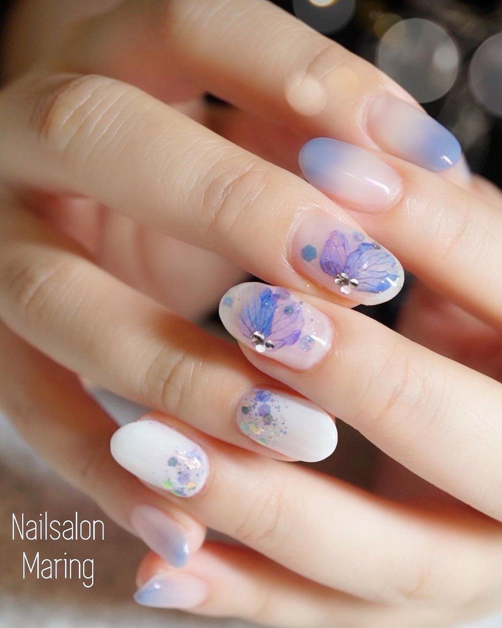 夏 梅雨 ハンド グラデーション フラワー Nailsalon Maring マリング のネイルデザイン No ネイルブック