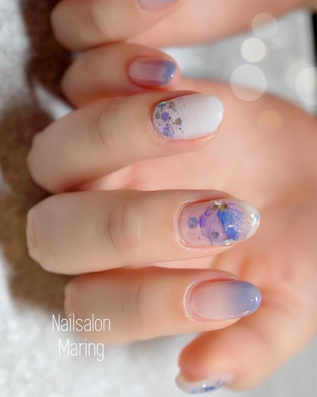 夏 梅雨 ハンド グラデーション フラワー Nailsalon Maring マリング のネイルデザイン No ネイルブック