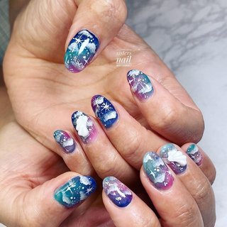 ピンク パープル 宇宙ネイルのネイルデザイン ネイルブック