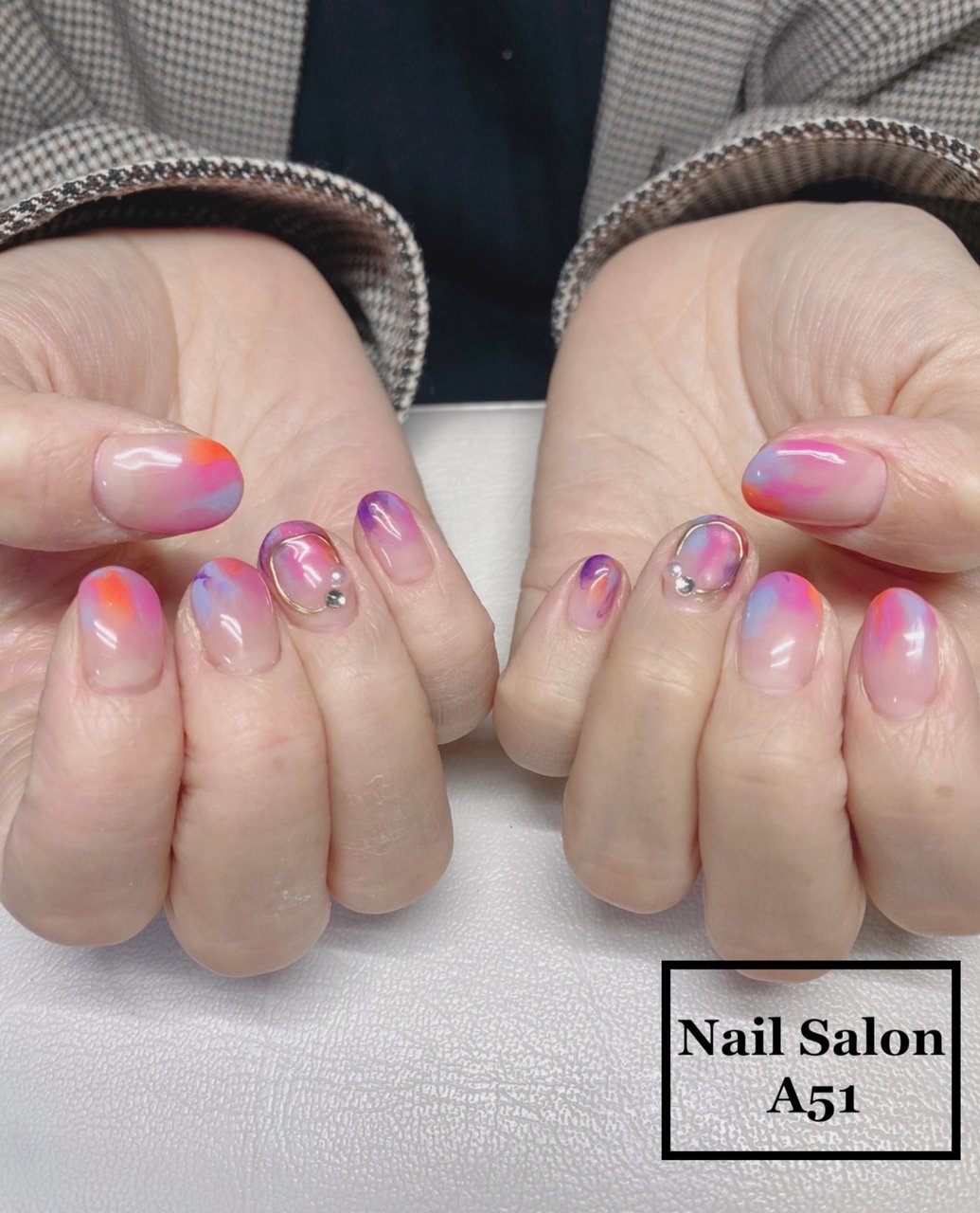 春 夏 リゾート ピンク 水色 Nail Salon A51のネイルデザイン No ネイルブック