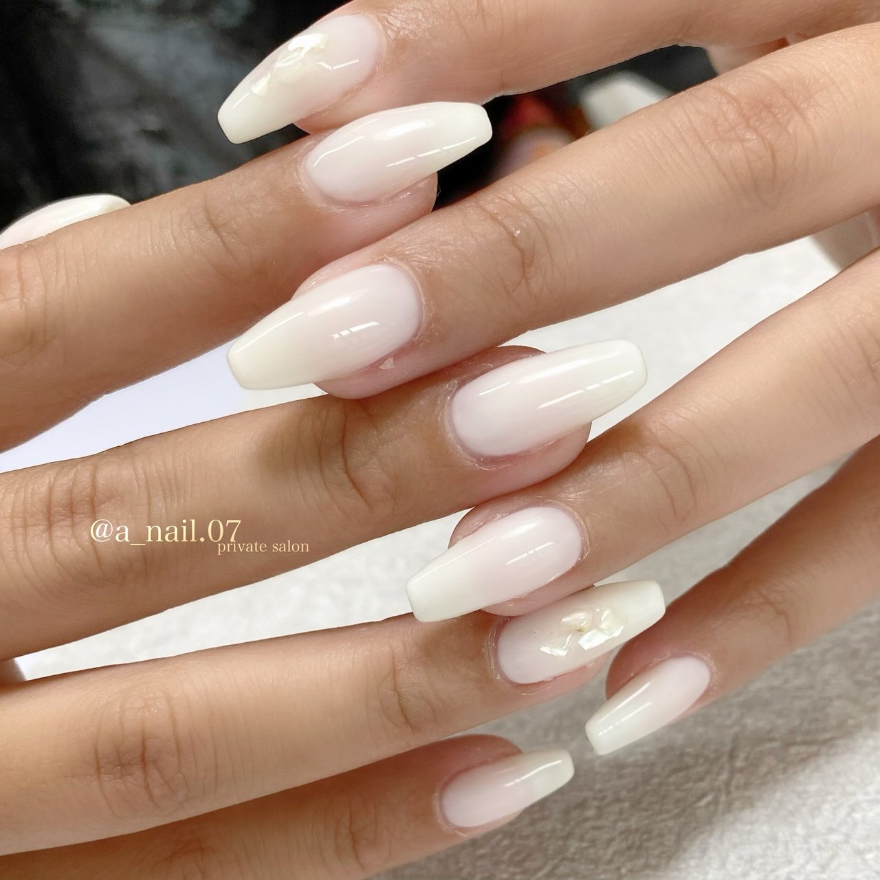 #011 ホワイトシアーネイル　ネイルチップ 夏/オールシーズン/ハンド/シンプル/ワンカラー - Salon A_nailの