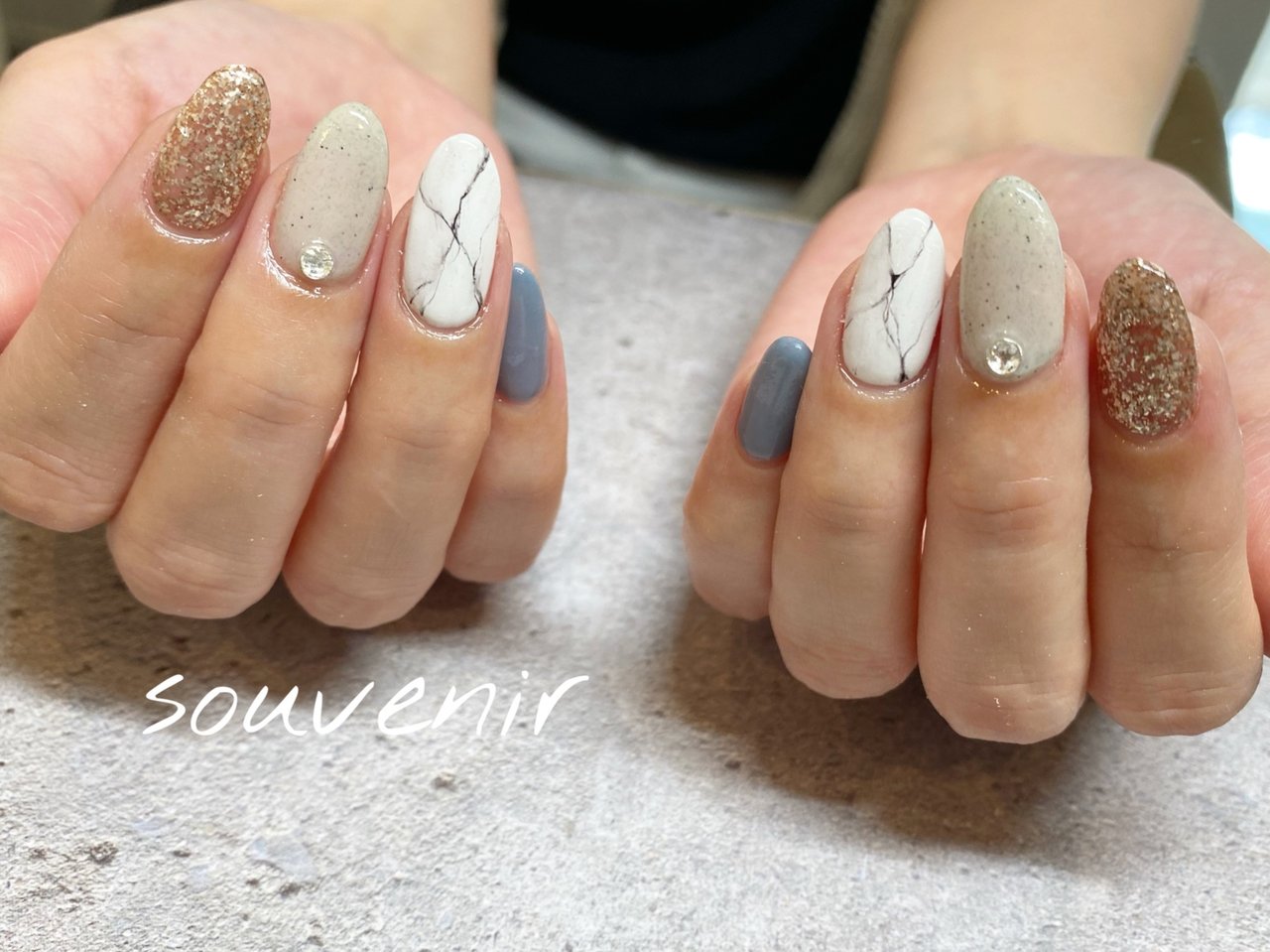 春 夏 シンプル 大理石 ロング Private Nail Salon Souvenirのネイルデザイン No ネイルブック