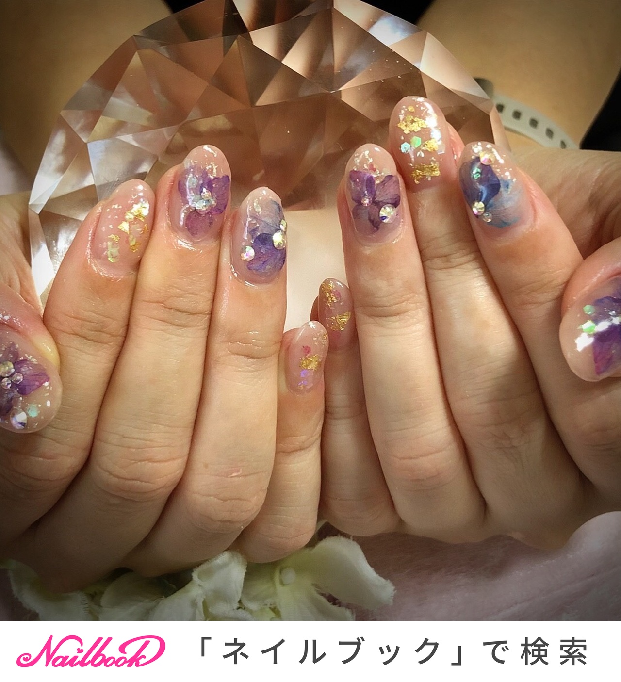 春 梅雨 ハンド ホログラム フラワー Berry Nailのネイルデザイン No ネイルブック