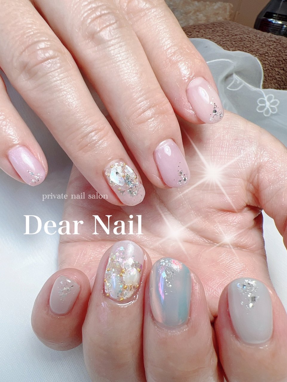 夏 ハンド ラメ ワンカラー シェル Dearnail39のネイルデザイン No ネイルブック