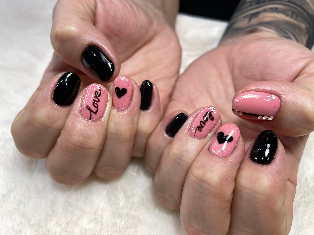 ハンド ピンク ブラック ジェルネイル お客様 Nail Mulberryのネイルデザイン No ネイルブック