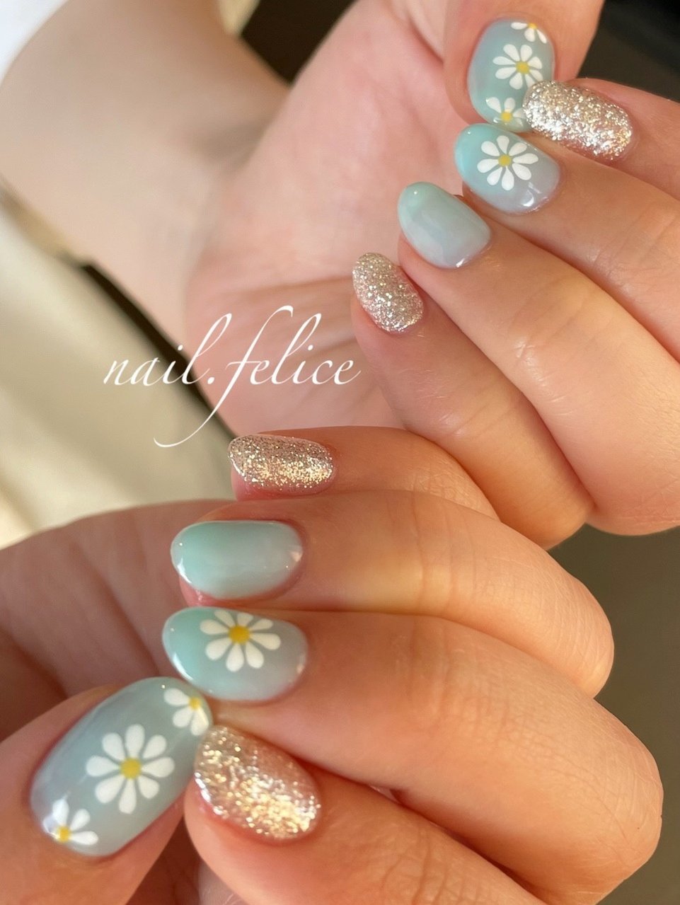 夏 ハンド ワンカラー フラワー ショート Nail Feliceのネイルデザイン No ネイルブック