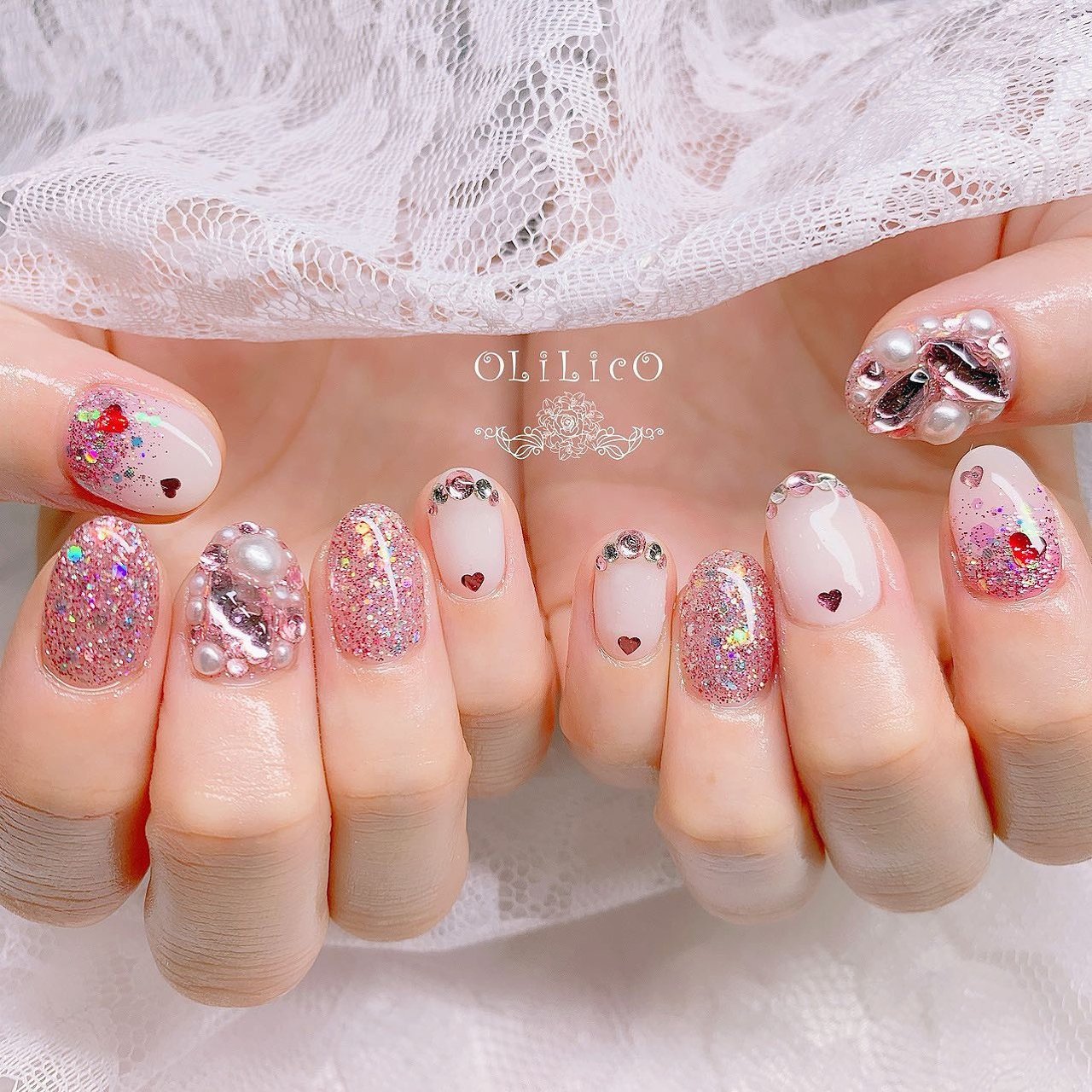 グラデーション/ビジュー/ホログラム/ラメ/ハート - OLiLicO（オリリコ 
