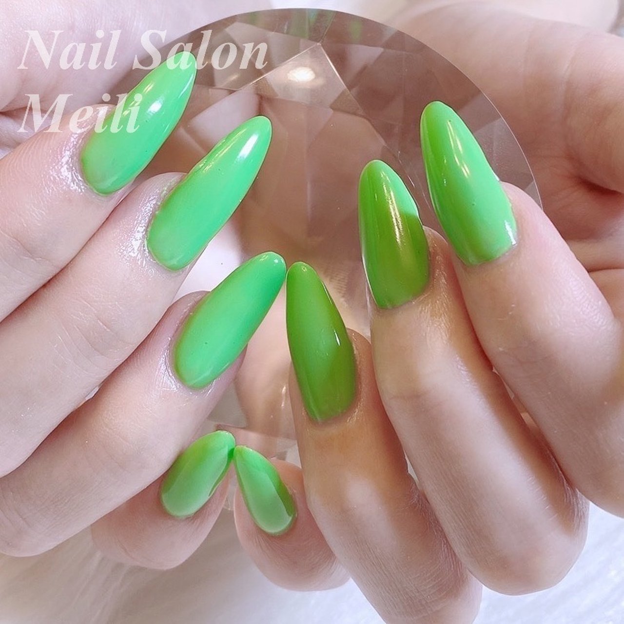 オールシーズン ハンド ワンカラー ロング グリーン Nail Salon Meili 埼玉日進のネイルデザイン No ネイル ブック