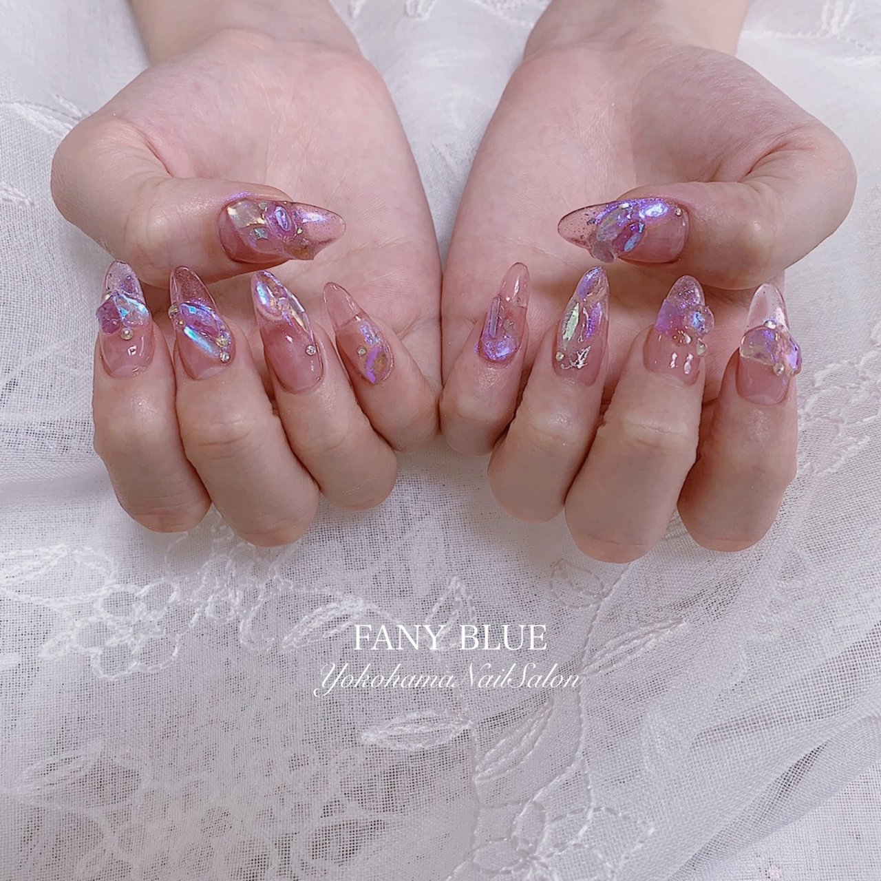 ハンド/ビジュー/ロング/ポイント/スカルプチュア - FANYBLUEのネイル