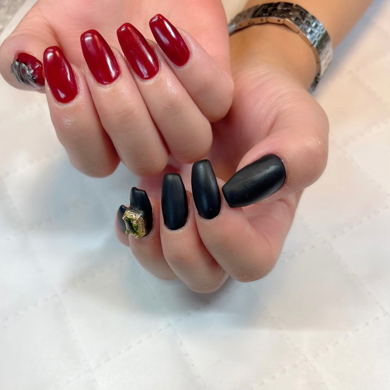 ココ　Queens Henna レッド 3セット クリスマスネイル #レッドネイル #ホワイトネイル #ワンカラー