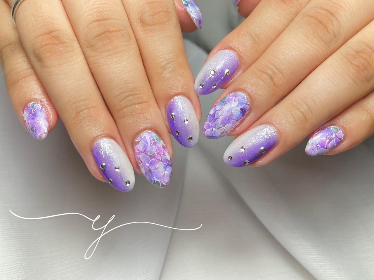 春 夏 ハンド グラデーション フラワー Nail Salon Yのネイルデザイン No ネイルブック