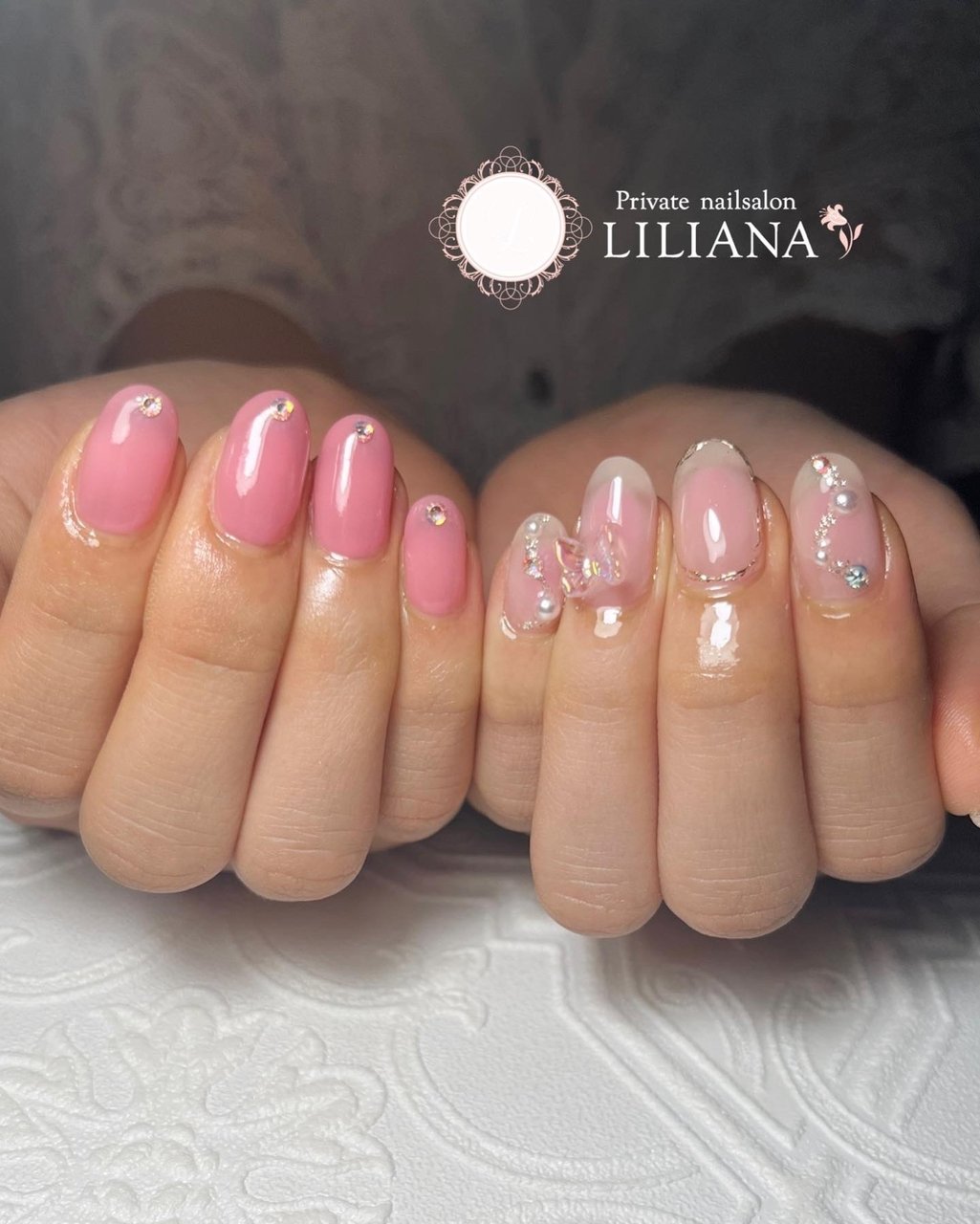 オールシーズン ハンド シンプル ビジュー ラメ Private Nailsalon Lilianaのネイルデザイン No ネイル ブック