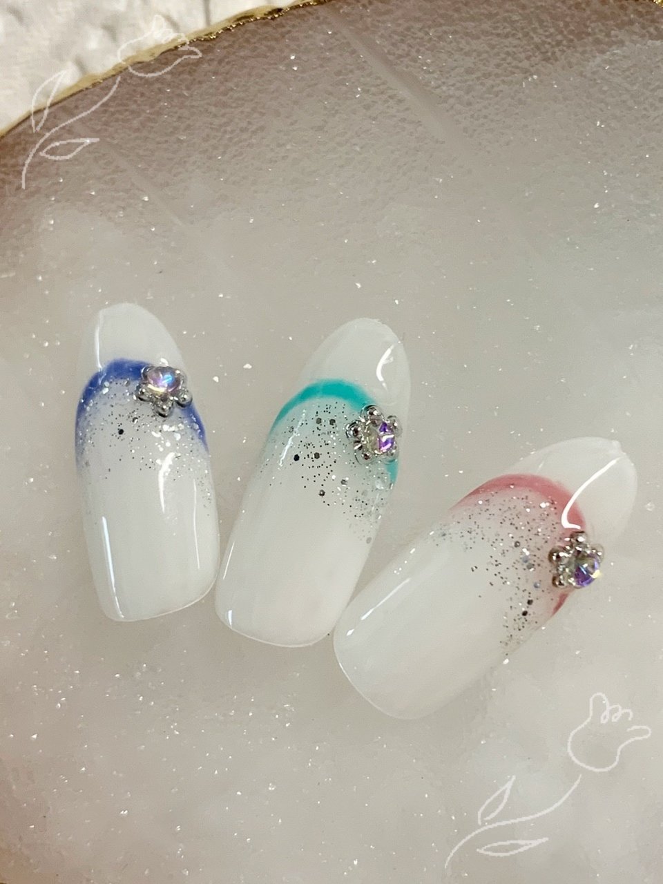 夏 ハンド シンプル フレンチ ミディアム Kun Kunのネイルデザイン No ネイルブック