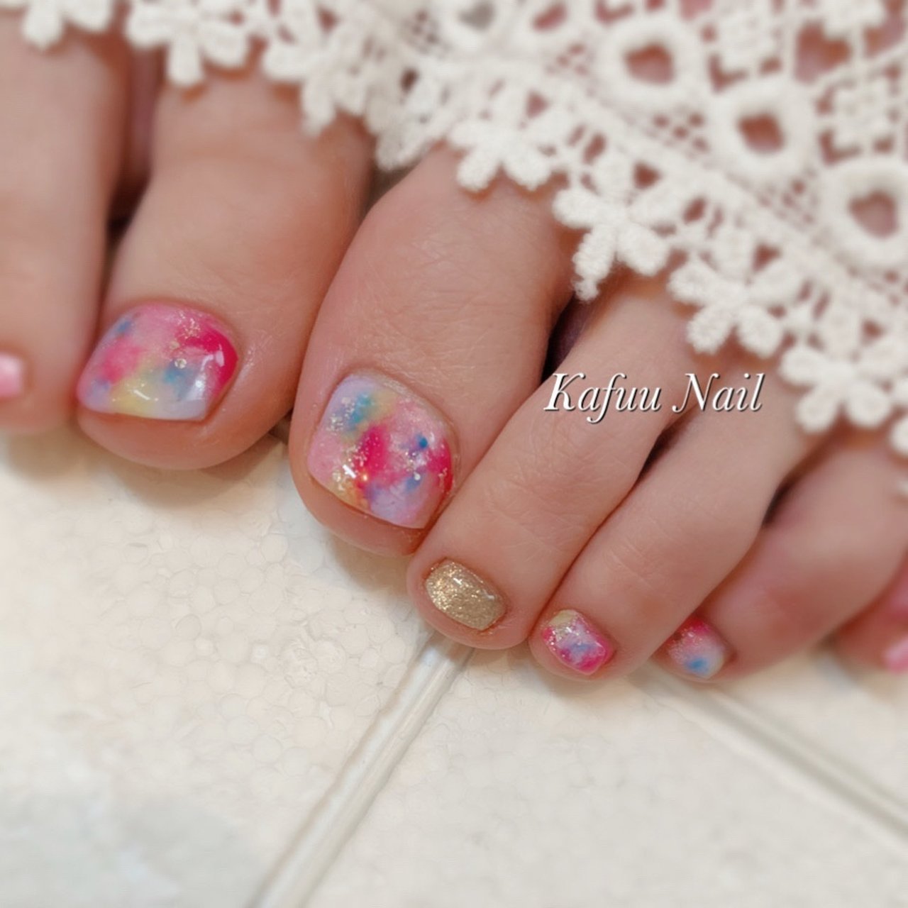 夏 フット グラデーション ラメ ピンク Kafuu Nail カフーネイル のネイルデザイン No ネイルブック