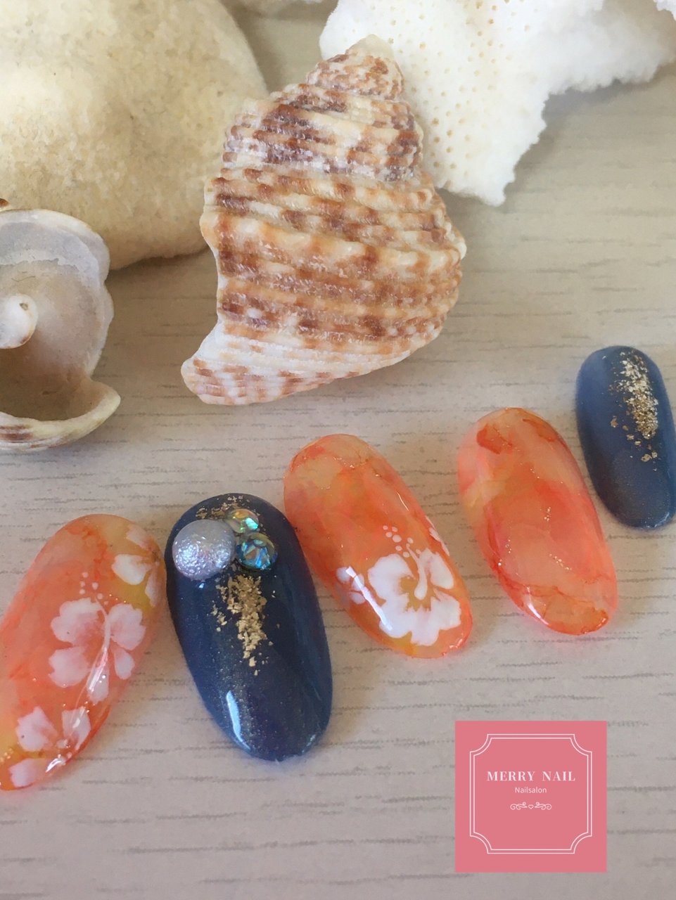 夏 リゾート パーティー ハンド フラワー ネイルサロンmerrynailのネイルデザイン No ネイルブック