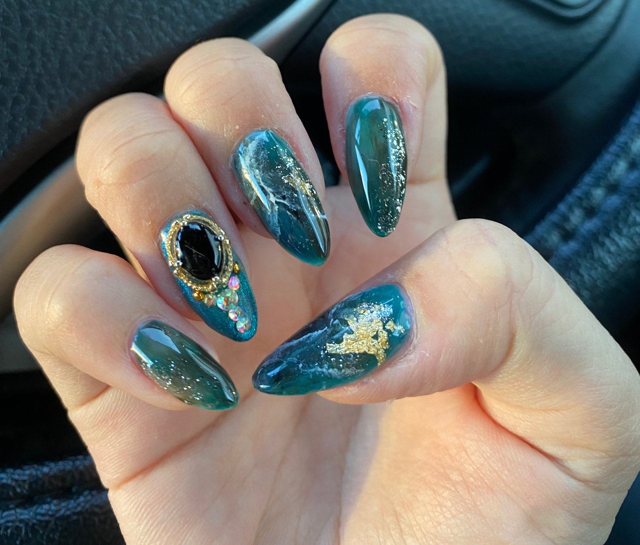 夏 ハンド 大理石 ターコイズ ブルー Navyのネイルデザイン No ネイルブック